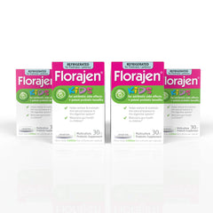 Florajen Kids probiotics bottle shows 6 billion cultures for daily gut support.
