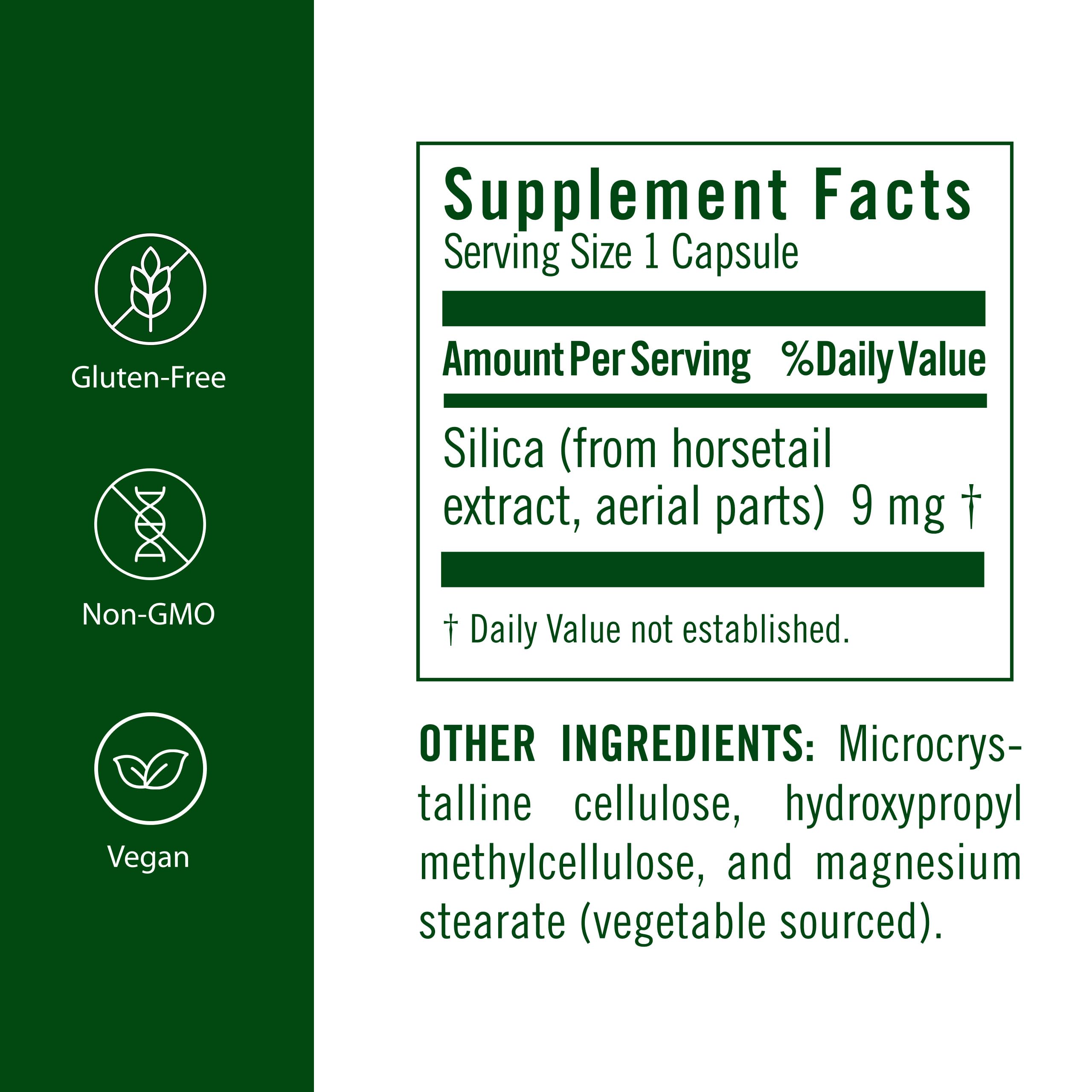 FloraSil capsules close-up highlighting vegan capsules and easy absorption.