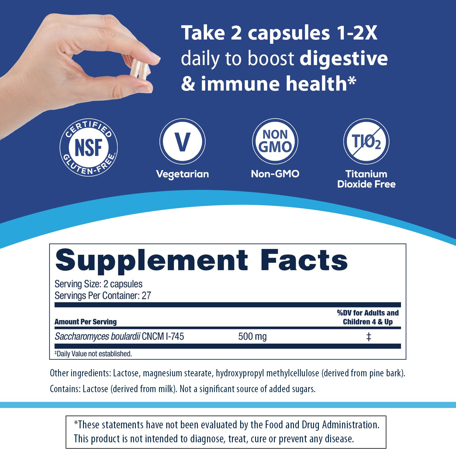 Florastor gluten-free label reinforces suitability for sensitive diets.