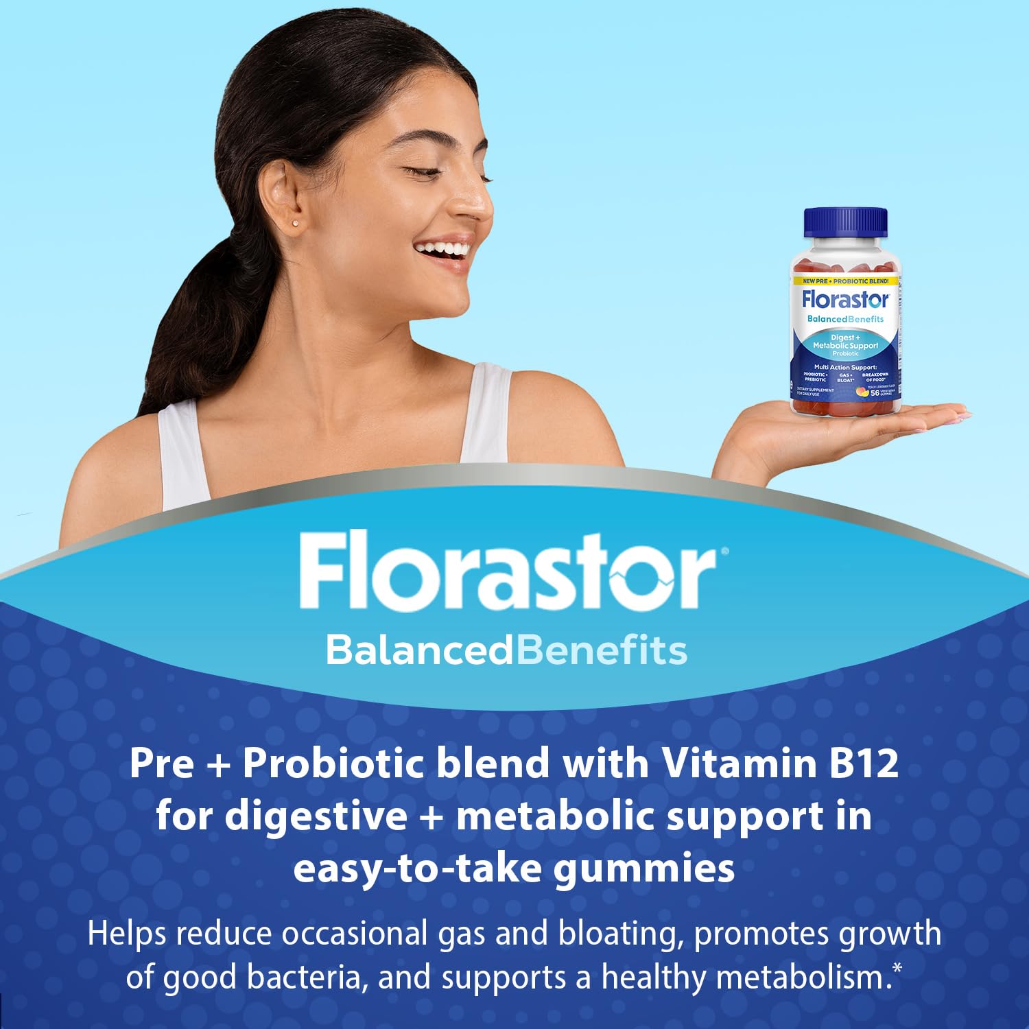 Florastor Gummies closeup showing peach texture ideal for gut balance.