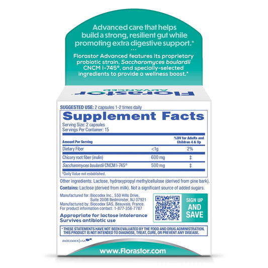 Florastor Select Pro+Pre capsules close-up for daily balance.