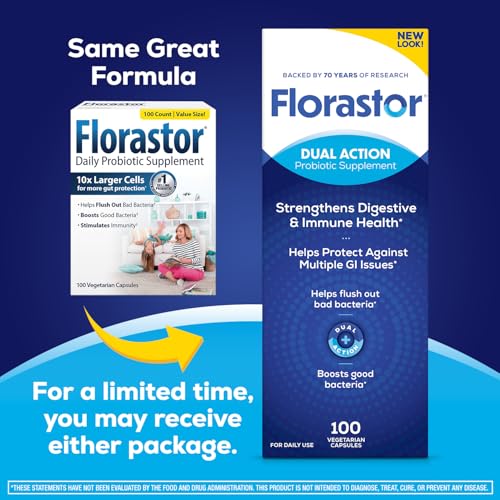 Florastor bottle shows the Saccharomyces boulardii CNCM I-745 strain for gut health.