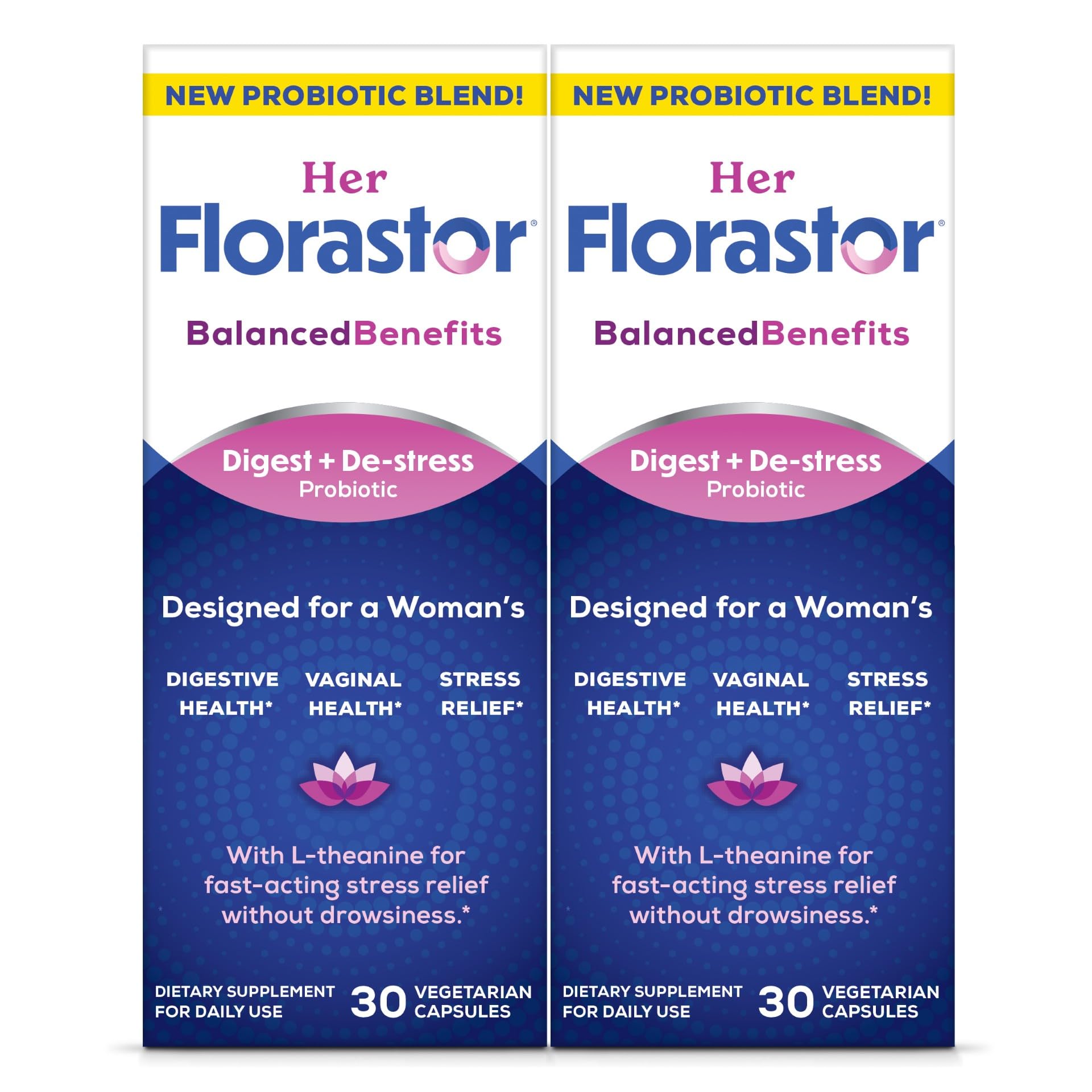 Florastor women's probiotics bottle label highlighting digestive and vaginal support
