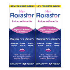 Florastor women's probiotics bottle label highlighting digestive and vaginal support