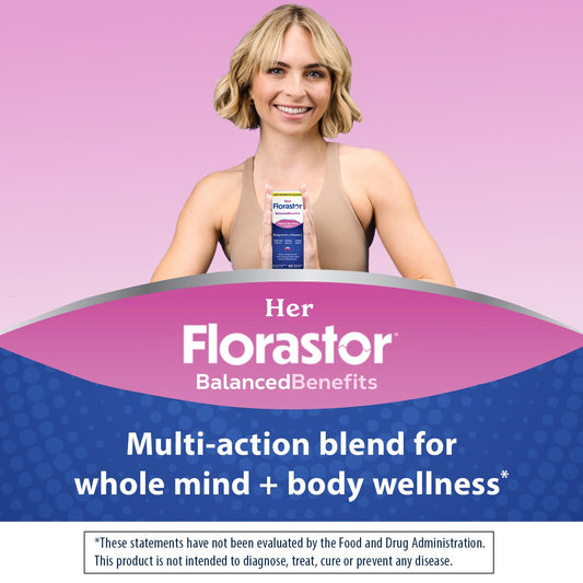 Florastor women's probiotics capsules close up showing daily use