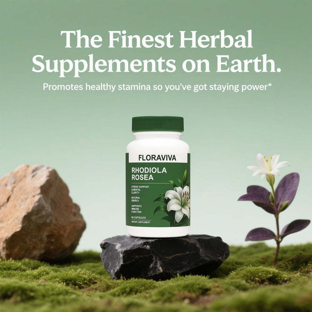 Floraviva Rhodiola label detail with quality standards visible