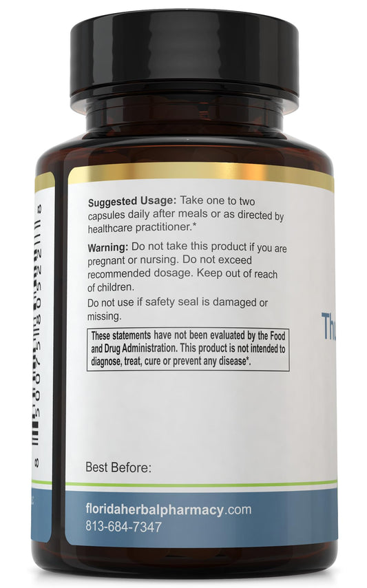 Florida Herbal Pharmacy Thunder God Vine Root Extract bottle closeup, showing 10:1 concentrate.