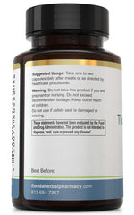 Florida Herbal Pharmacy Thunder God Vine Root Extract bottle closeup, showing 10:1 concentrate.