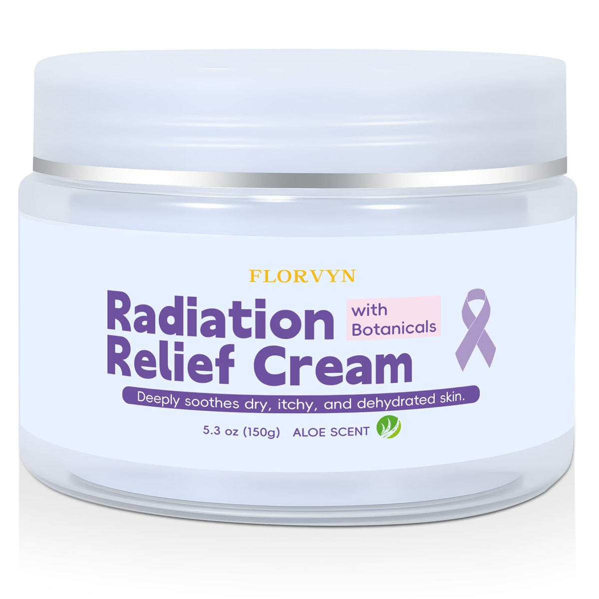 Florvyn Radiation Burn Relief Cream jar providing soothing daily moisture