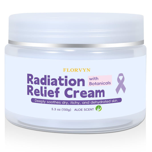 Florvyn Radiation Burn Relief Cream jar providing soothing daily moisture