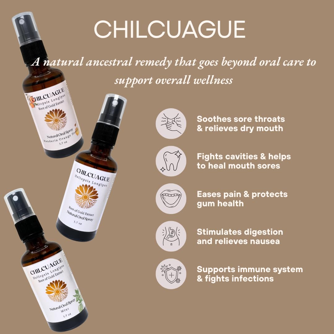 Flower and Song Chilcuague natural oral spray close-up highlighting hydrating mouth care.
