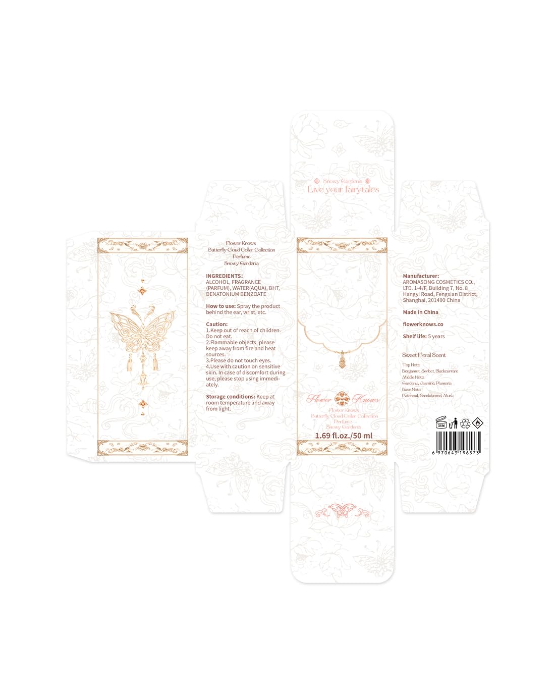 Velvet flower accents on bottle evoke graceful, luxurious fragrance.