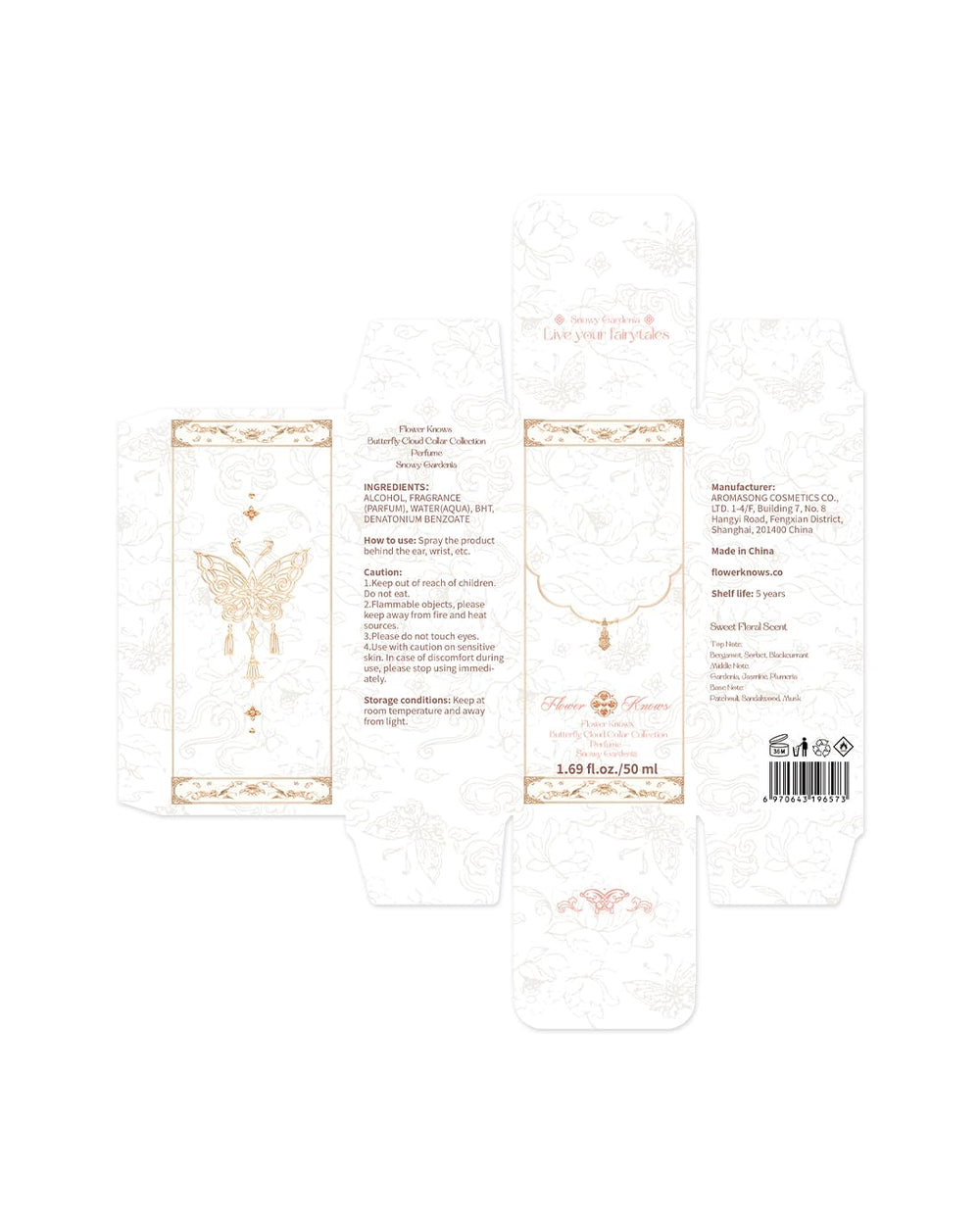 Velvet flower accents on bottle evoke graceful, luxurious fragrance.