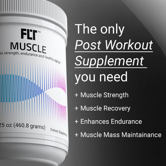 FLT Muscle measuring scoop illustrating convenient daily serving for consistency.