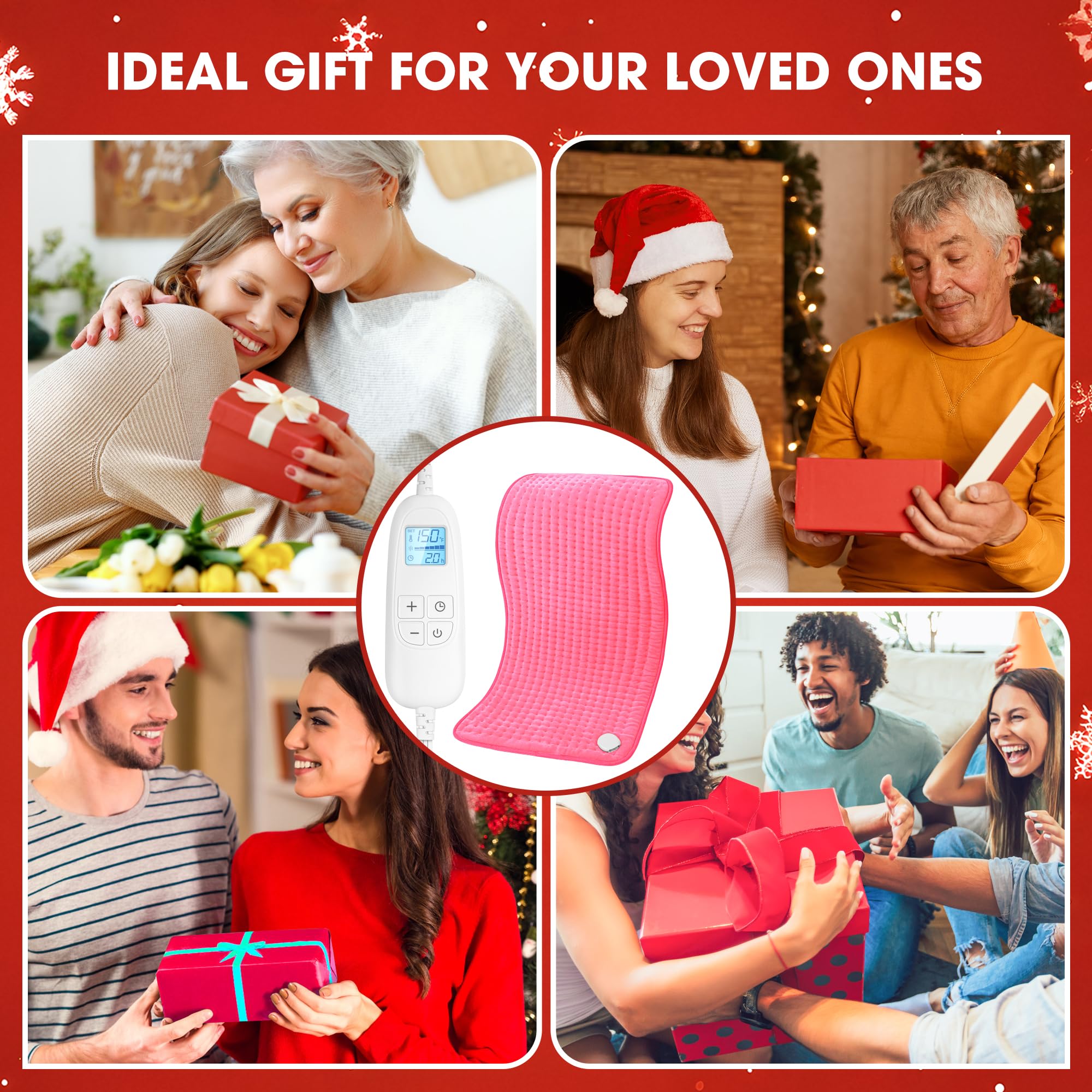 FluffyWarmth XXXL pad covering abdomen and hips for soothing heat.