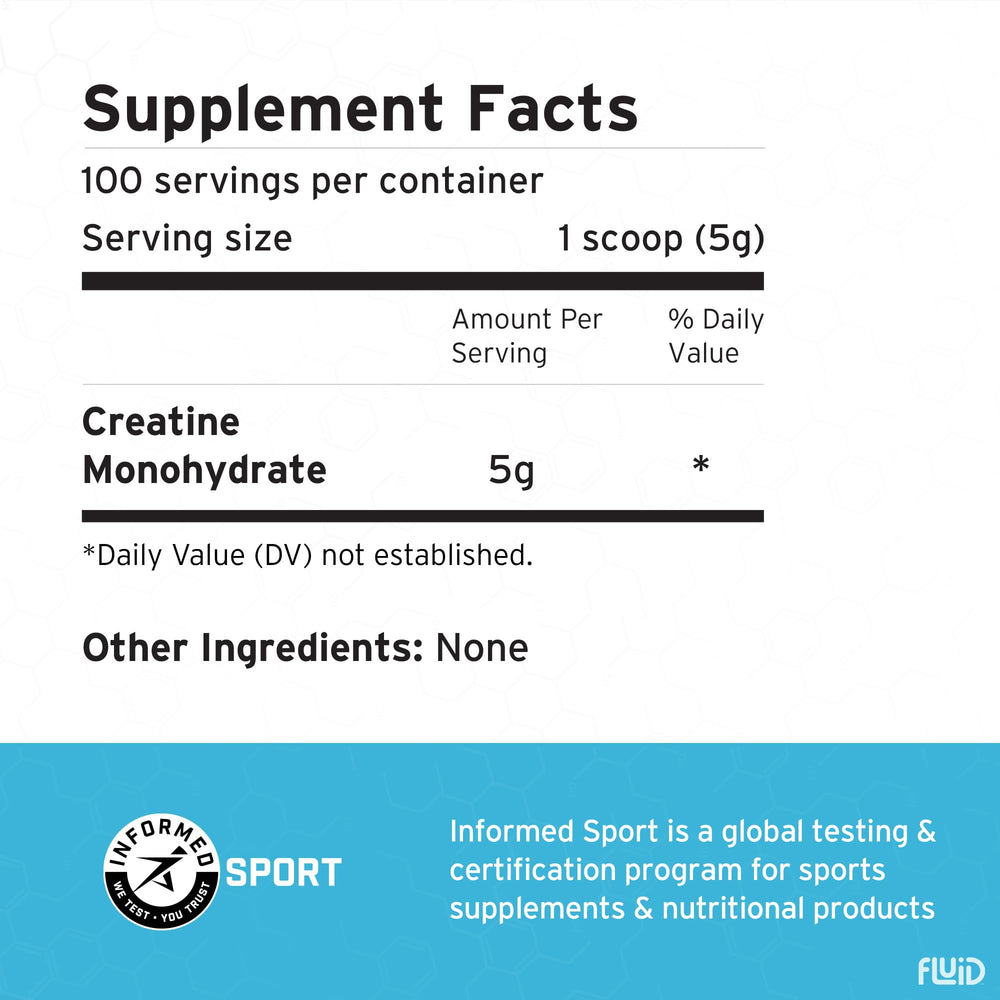 Fluid Creatine bulk pack seal emphasizes long-lasting freshness and storage.