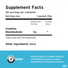 Fluid Creatine with Informed Sport certification reassures clean athlete nutrition.