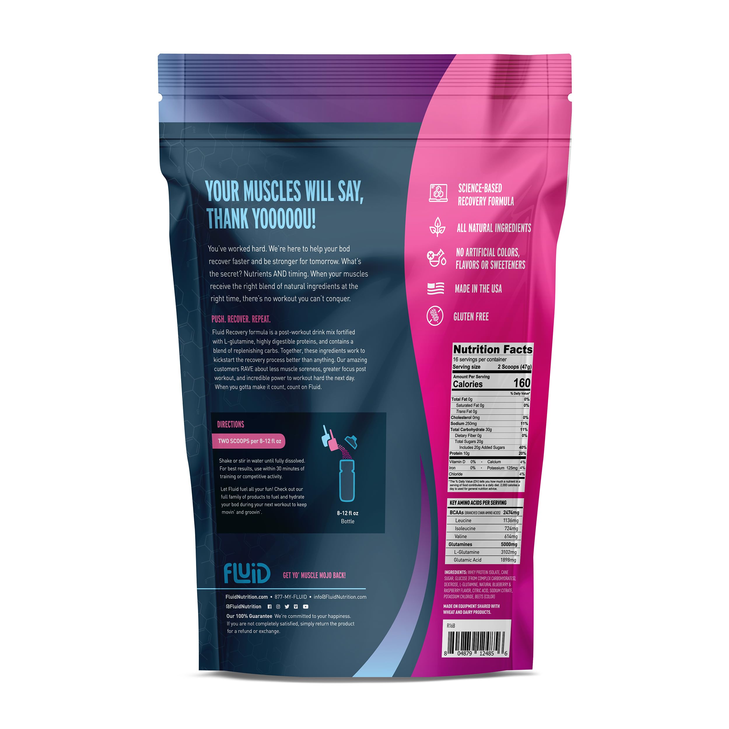 Fluid Recovery bottle pour demonstrates easy hydration after training