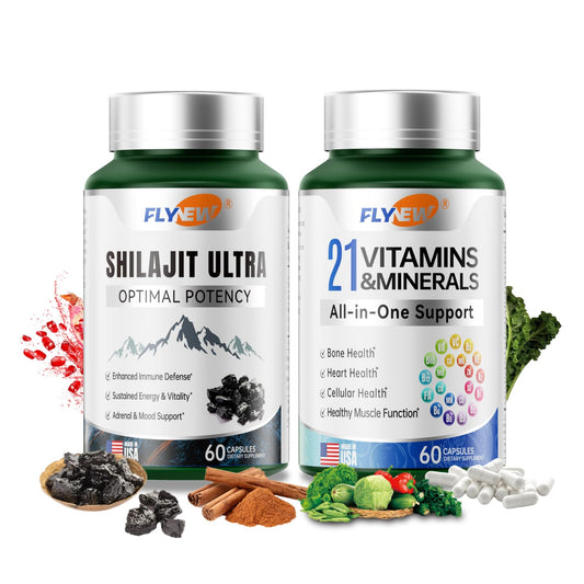 Flynew Shilajit bottle front showing daily energy support