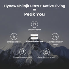 Flynew Shilajit made in USA label stressing GMP manufacturing