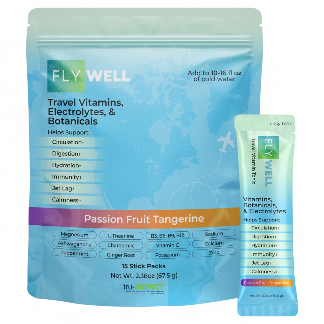 FlyWell Travel Tonic stick open for on-the-go hydration and wellness.