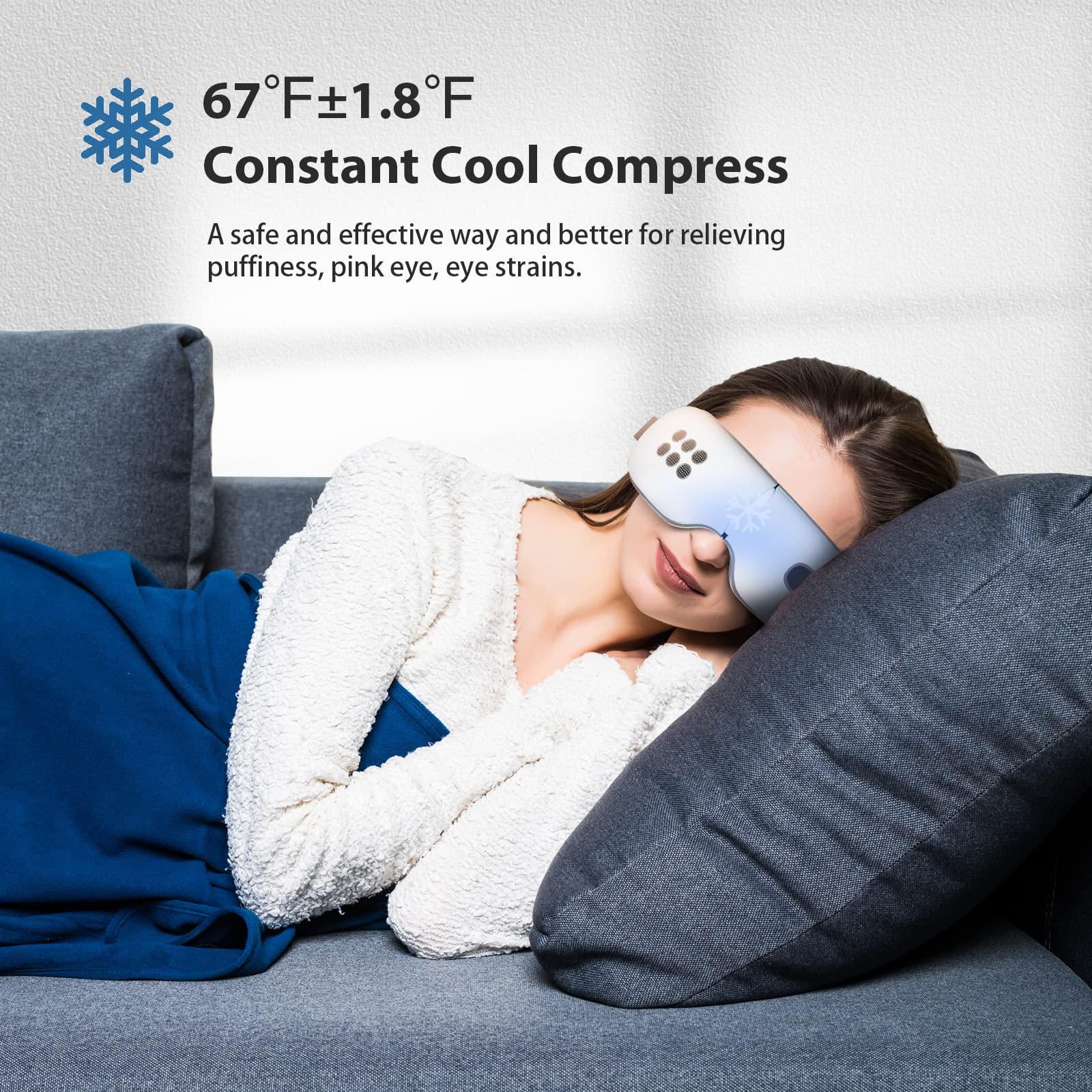 Fmlave eye massager cooling mode soothes puffiness after screen time