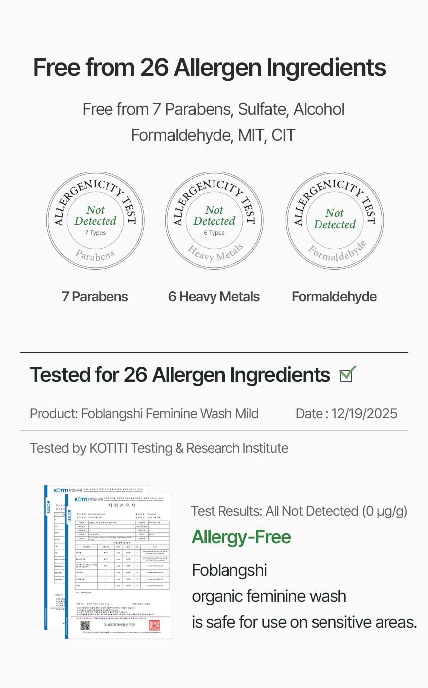 Foblangshi fragrance free label reinforces gentle daily care for sensitive areas