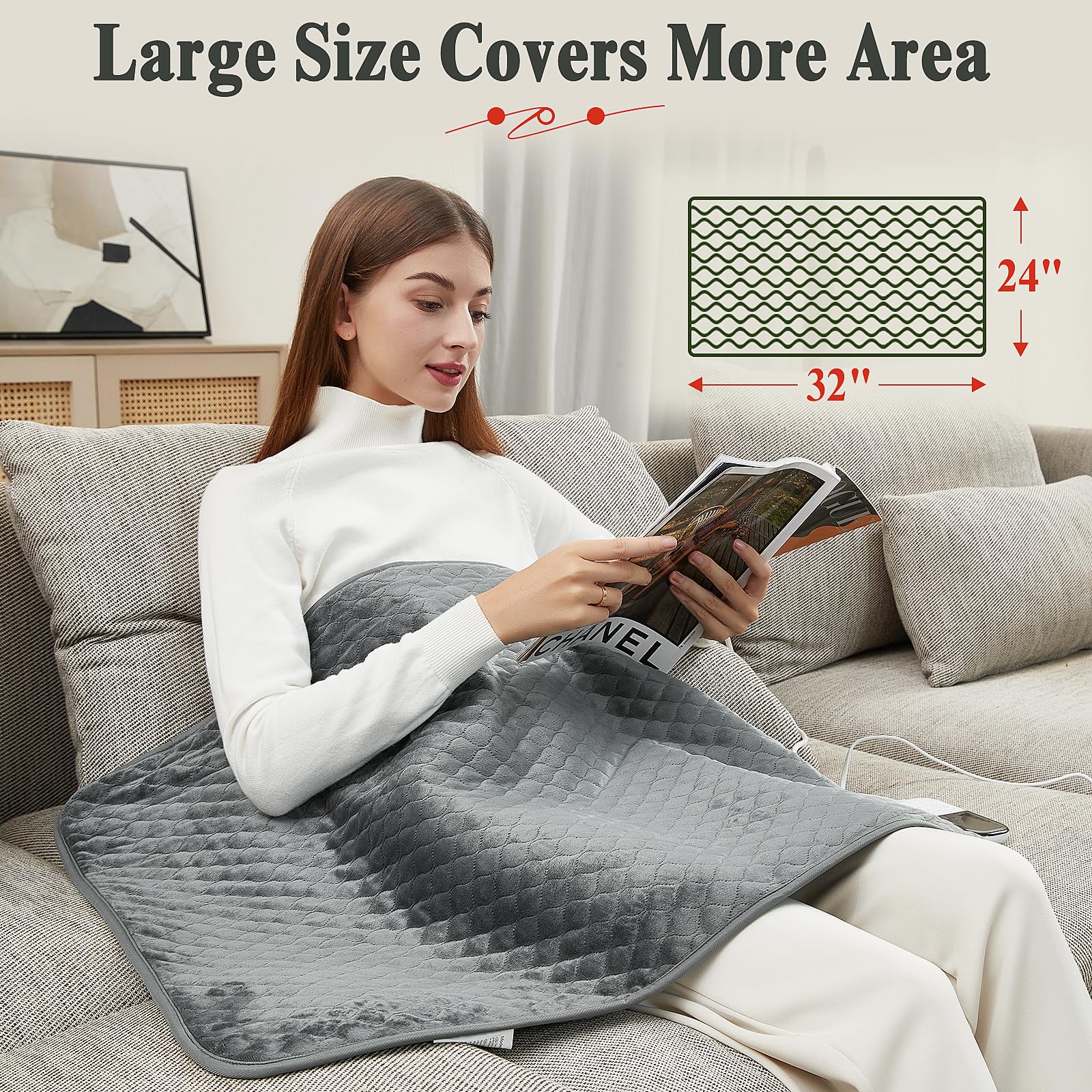 Focbeo heating pad on neck for targeted soothing heat