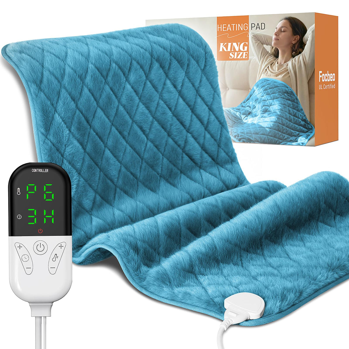 Focbeo electric heating pad king size back coverage for broad warmth