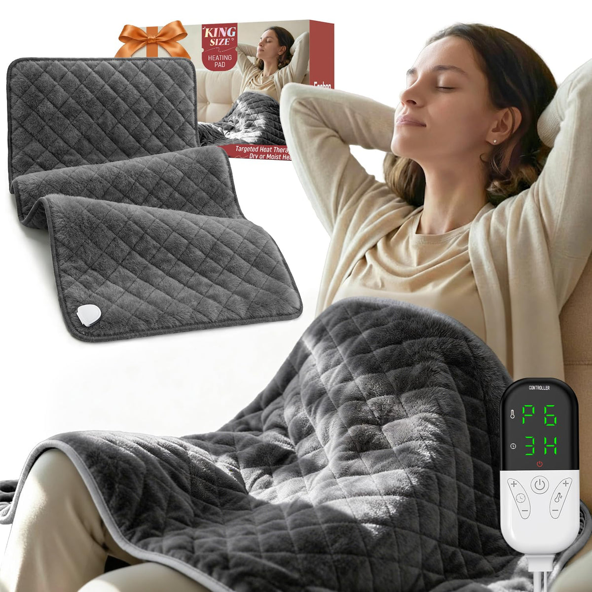 Focbeo heating pad king-size coverage for full body comfort and targeted relief.