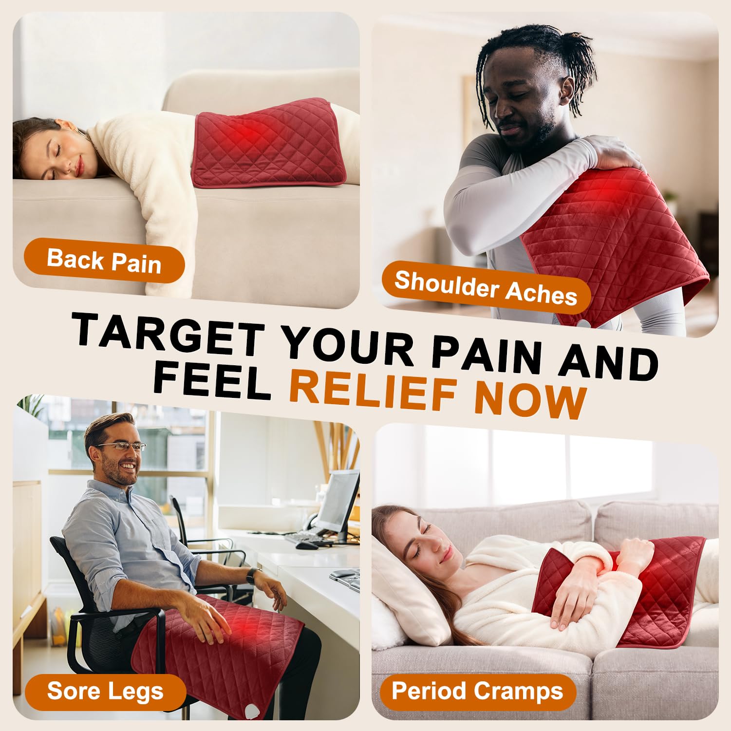 Focbeo king-size 35x20 inch pad covers shoulders and back for targeted relief.