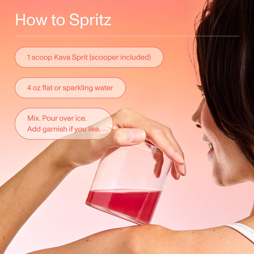 FOCL Kava Spritz served over ice with water and garnish