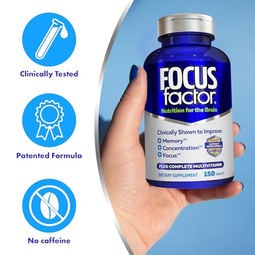 Focus Factor capsules closeup showing easy-to-swallow brain health capsules.