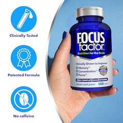 Focus Factor capsules closeup showing easy-to-swallow brain health capsules.