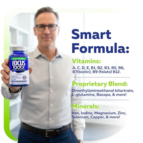 Focus Factor ingredients close-up featuring bacopa, ginkgo, and phosphatidylserine.