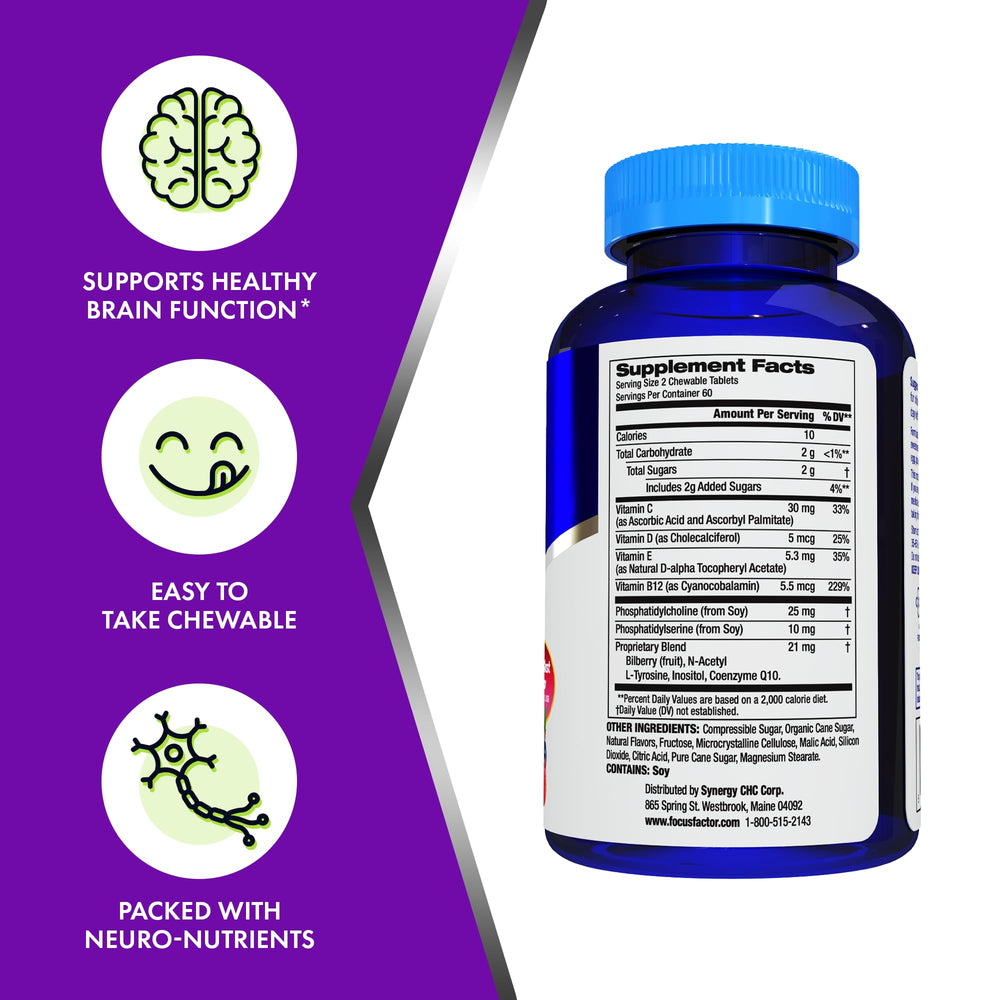 Focus Factor Kids gluten-free and dairy-free formula on packaging.
