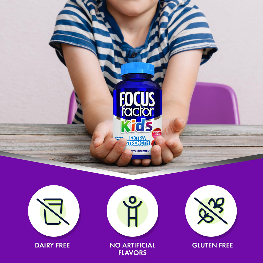 Focus Factor Kids ingredients panel showcasing choline and B vitamins.