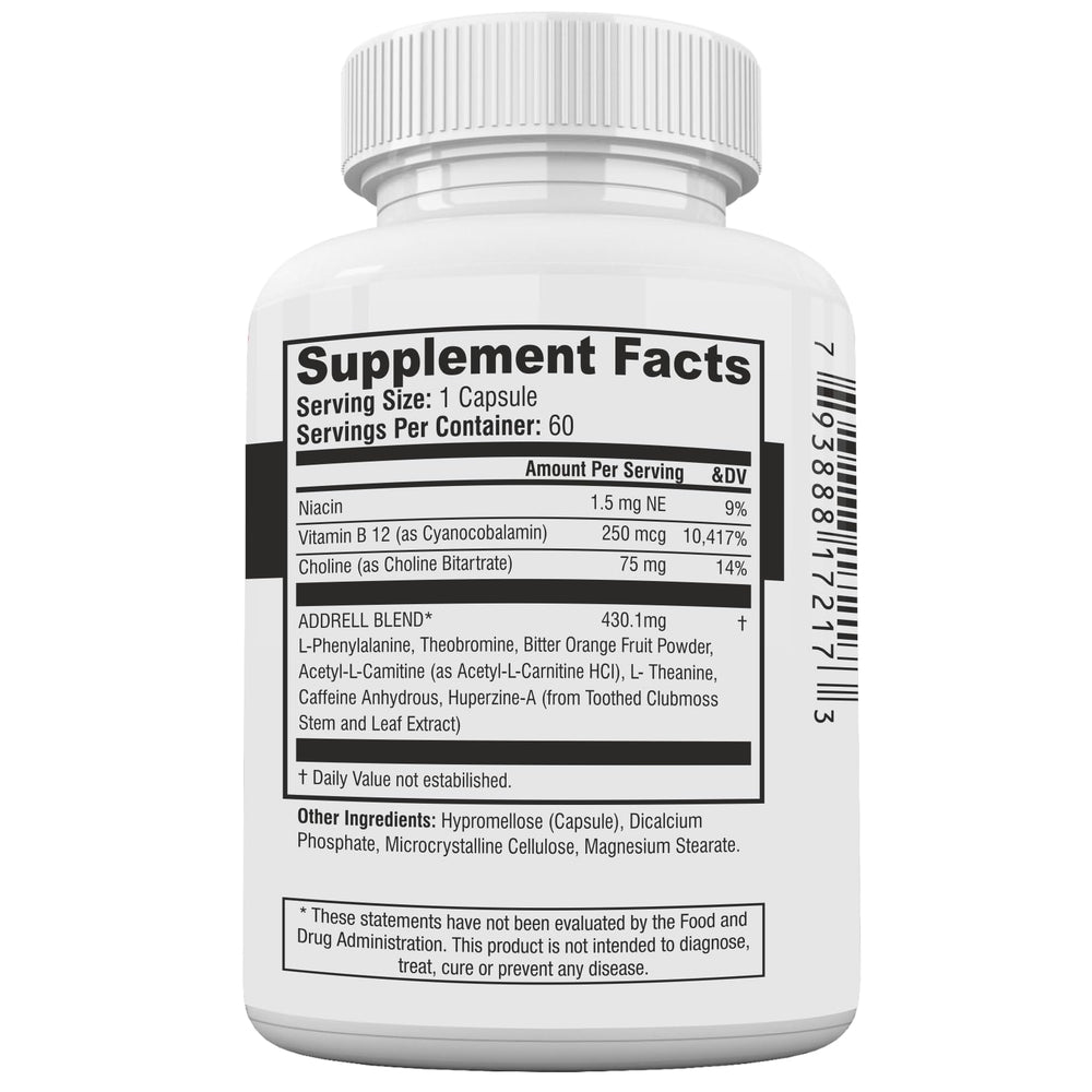 Focus Pep Addrell pills pack open demonstrates convenient study supplement on the go.
