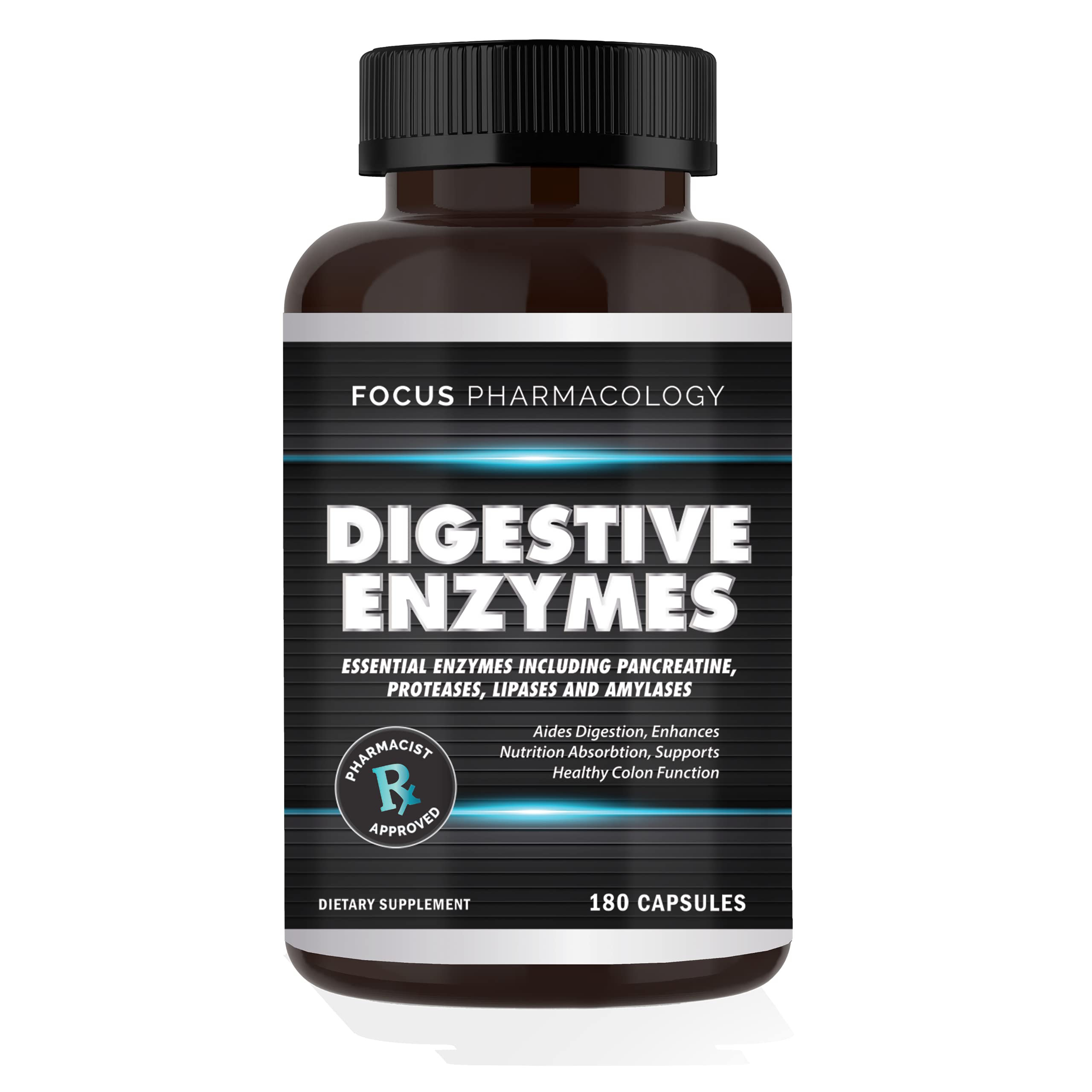 Focus Pharmacology probiotic capsules label highlights beneficial gut bacteria.