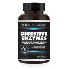 Focus Pharmacology probiotic capsules label highlights beneficial gut bacteria.