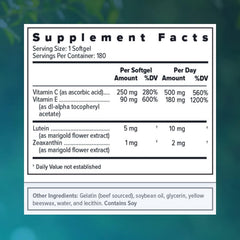 Focus Vision Focus Select label highlights AREDS2, zinc-free formula with lutein and zeaxanthin.