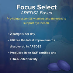 Close-up of Focus Select softgels in packaging for easy daily use
