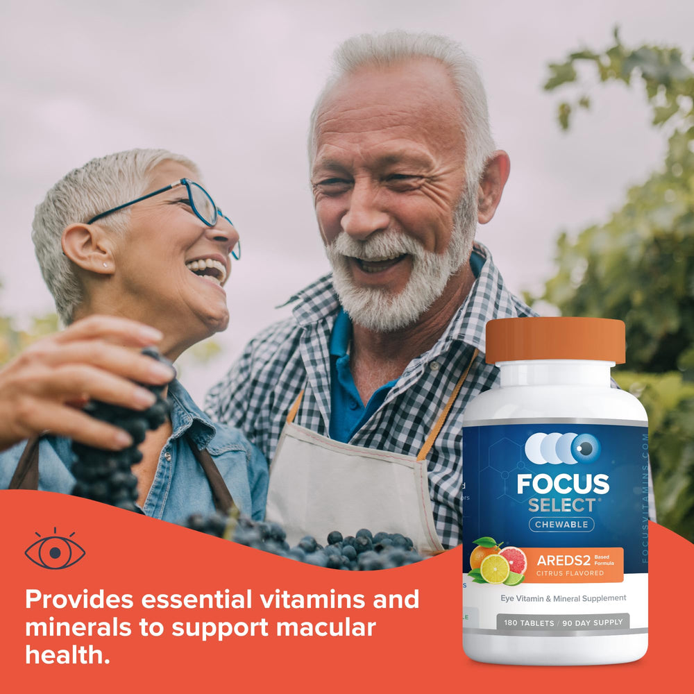 Focus Vision Focus Select AREDS2 chewables labeled for citrus flavor.