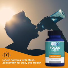Focus Vision Supplements daily capsules on packaging: designed for reduced eye fatigue during long screen time.