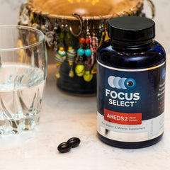 Focus Select AREDS2 packaging emphasizes doctor-developed formulation.