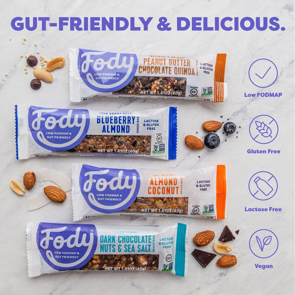 Crunchy texture of Fody Blueberry Almond Bar with nuts and berries