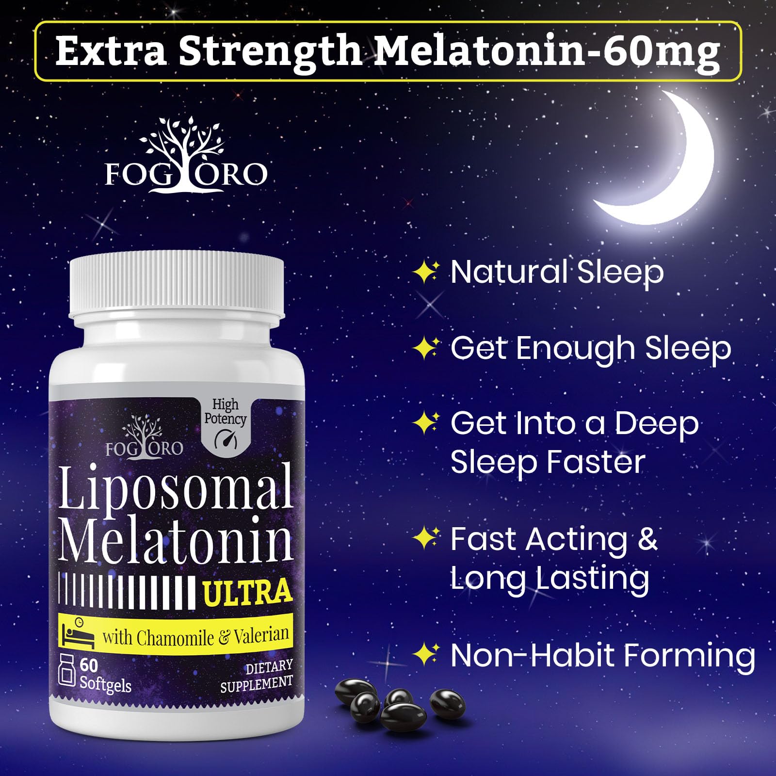 Fogoro melatonin with chamomile and valerian blend for relaxation