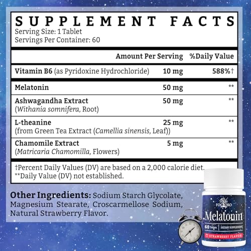 Fogoro Melatonin label close-up highlighting the high-dose formula and additives