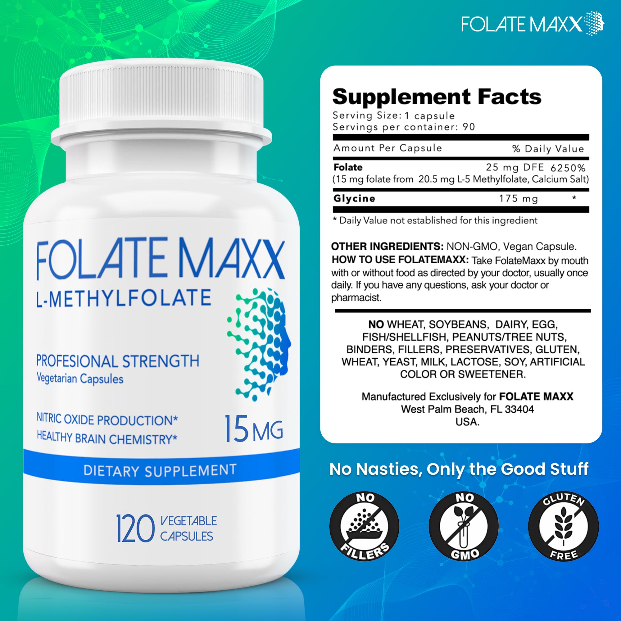 folate maxx bottle open pour illustrates simple daily intake