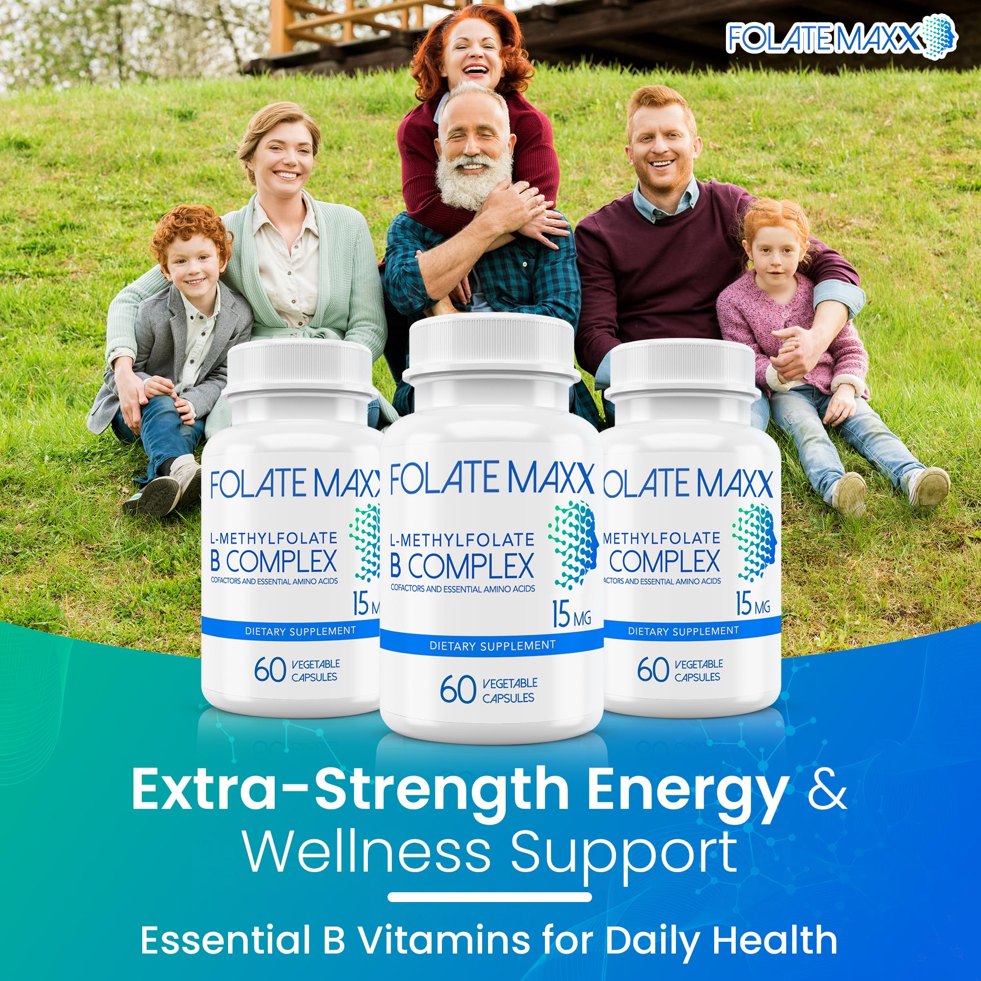Folate Maxx bottle pour showing easy daily intake for vitality.